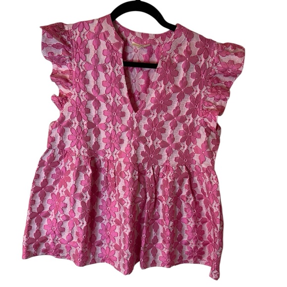 Entro Pink Floral Lace Blouse - Picture 2 of 4
